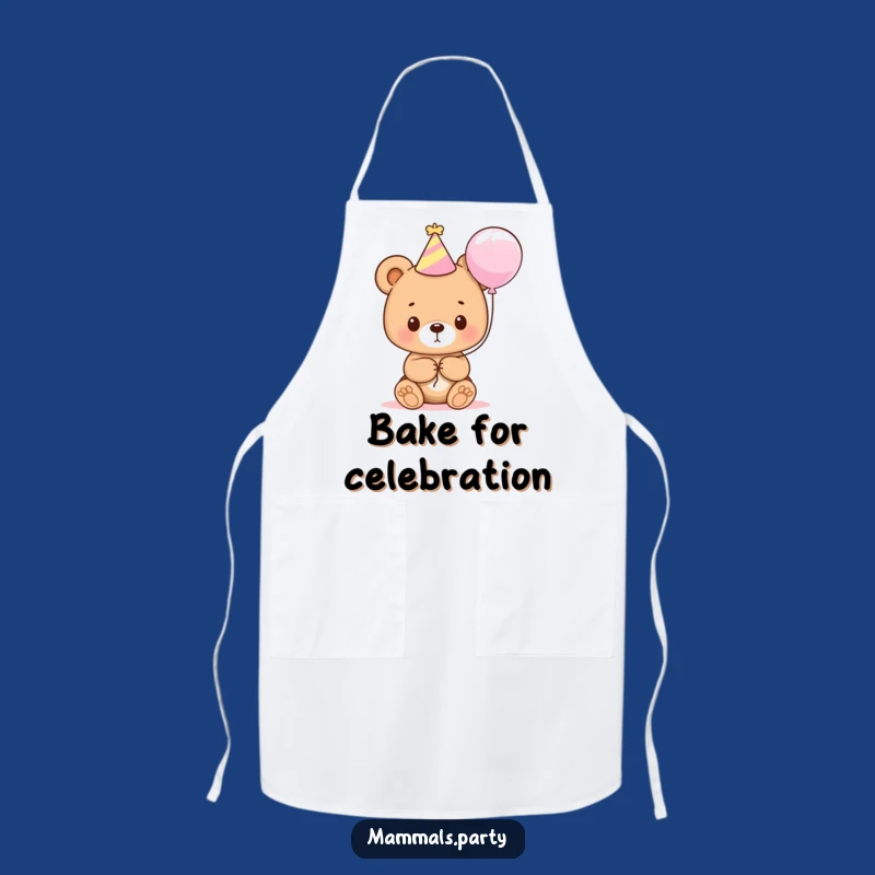 Funny Bear Cub Party Apron: Cute Cub with Balloon for Hilarious Kitchen Fun