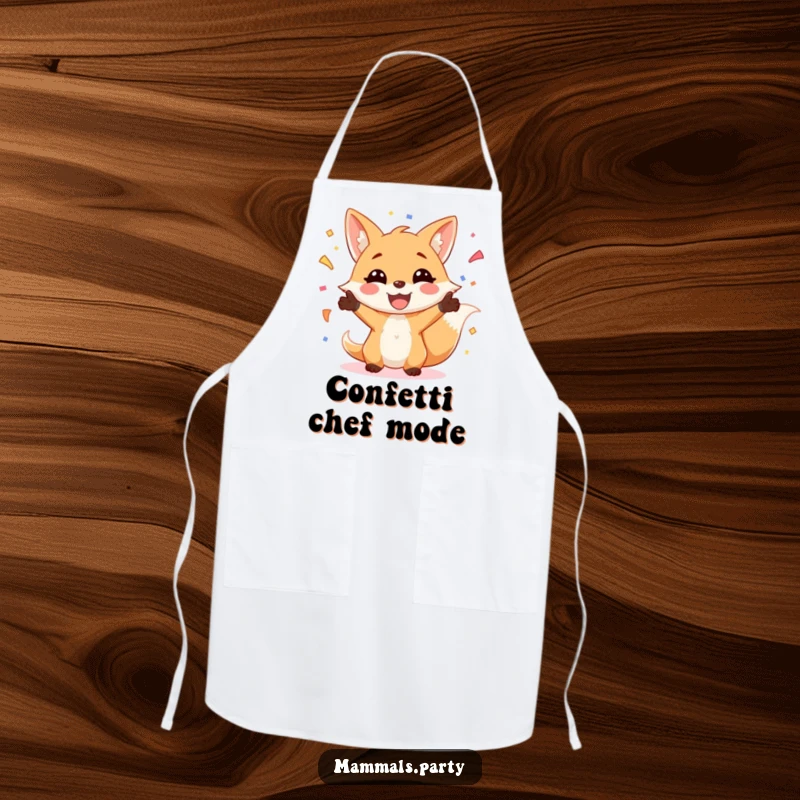 Funny Fox Apron: A smiling fox juggles a colorful array of confetti, making this apron a fun and functional addition to any kitchen.