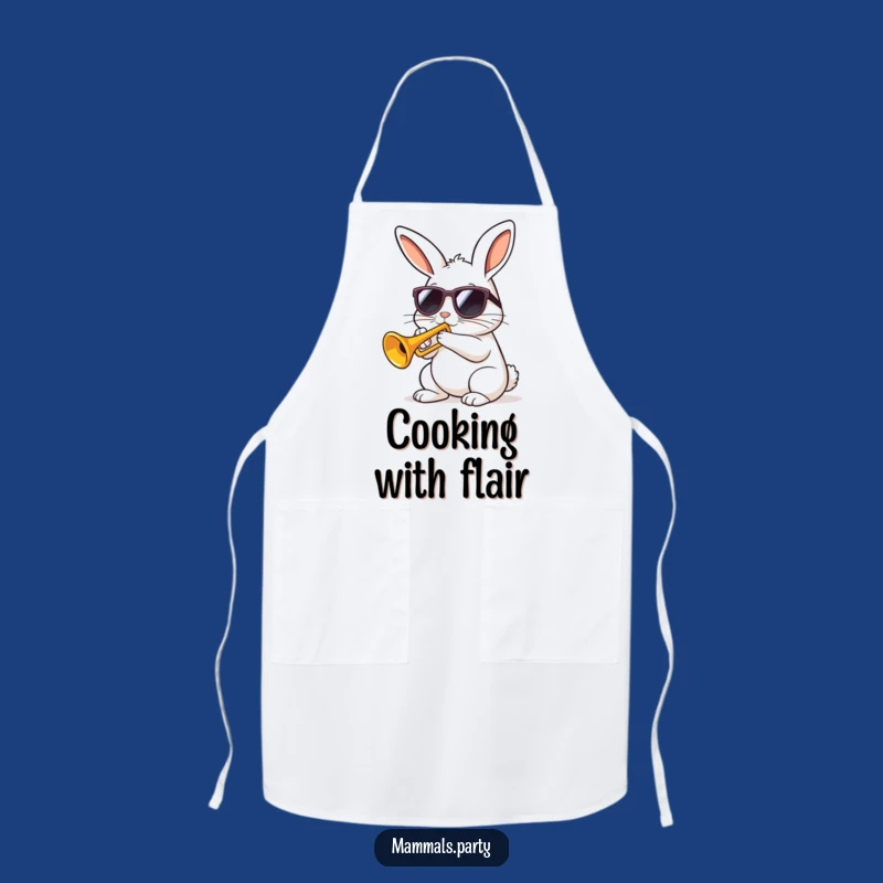 Funny Kawaii Rabbit Trumpet Apron, Hilarious Chef Bunny for Music Nights