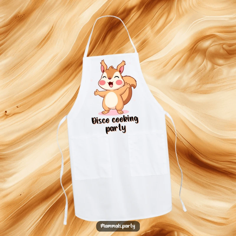 Funny Squirrel Apron: A happy squirrel dances under disco lights, making this apron a fun and functional addition to any kitchen.