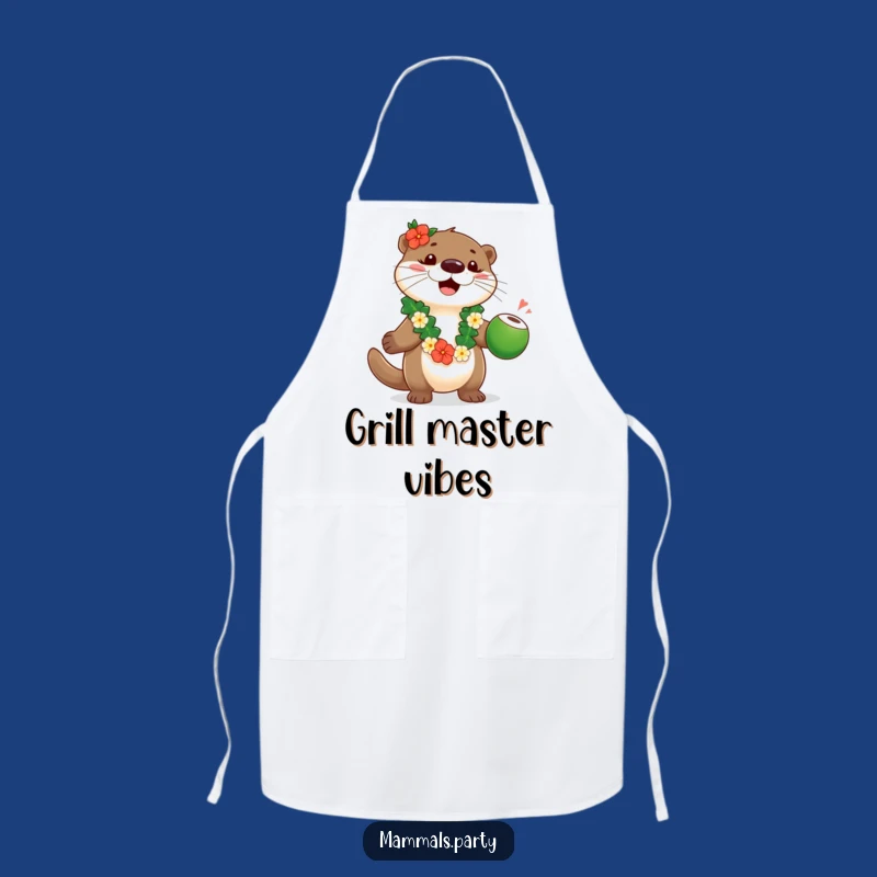 Funny Otter Luau Apron: Playful Otter Juggling for Hilarious Beachside Cooking