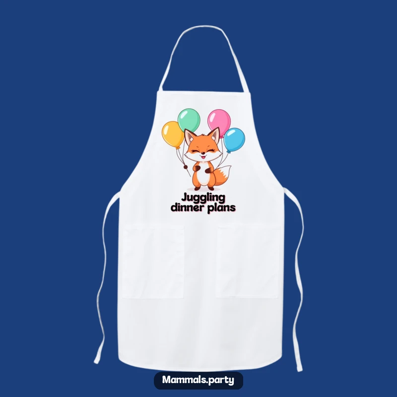 Funny Kawaii Fox Juggling Apron: Cute Kitchen Accessory for Playful Cooks