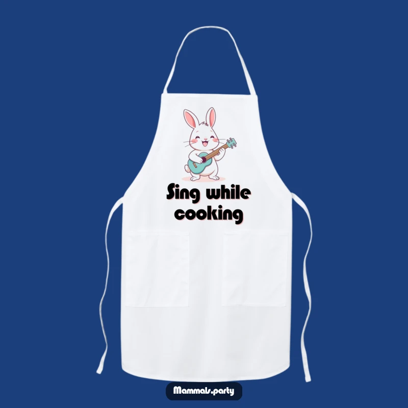 Funny Rabbit Guitar Apron: Cheerful Bunny Strumming for Hilarious Cooking