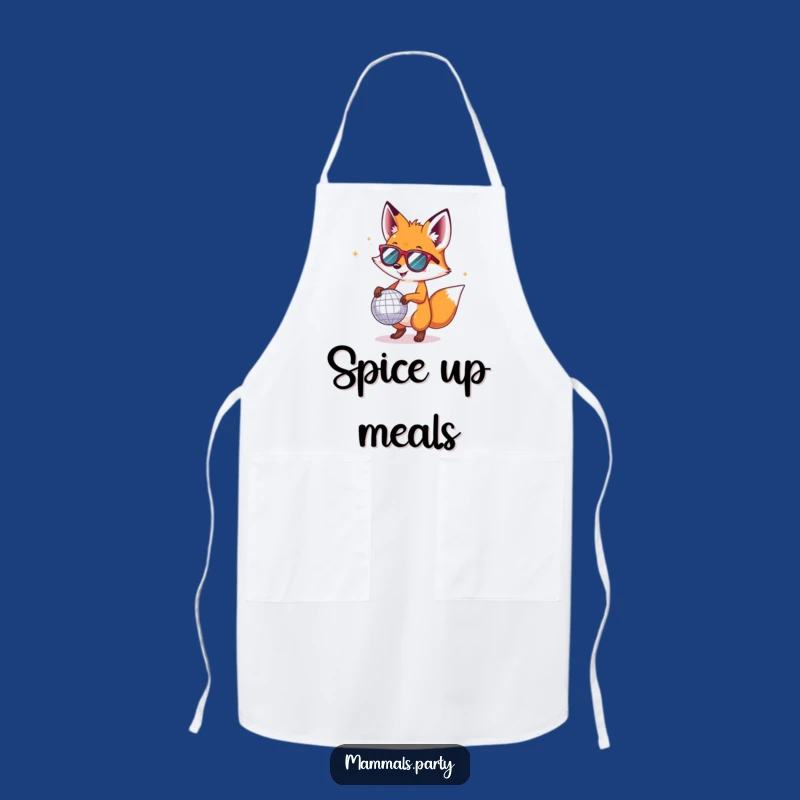 Funny Fox Disco Apron: Dancing Fox with Sunglasses for Hilarious Cooking