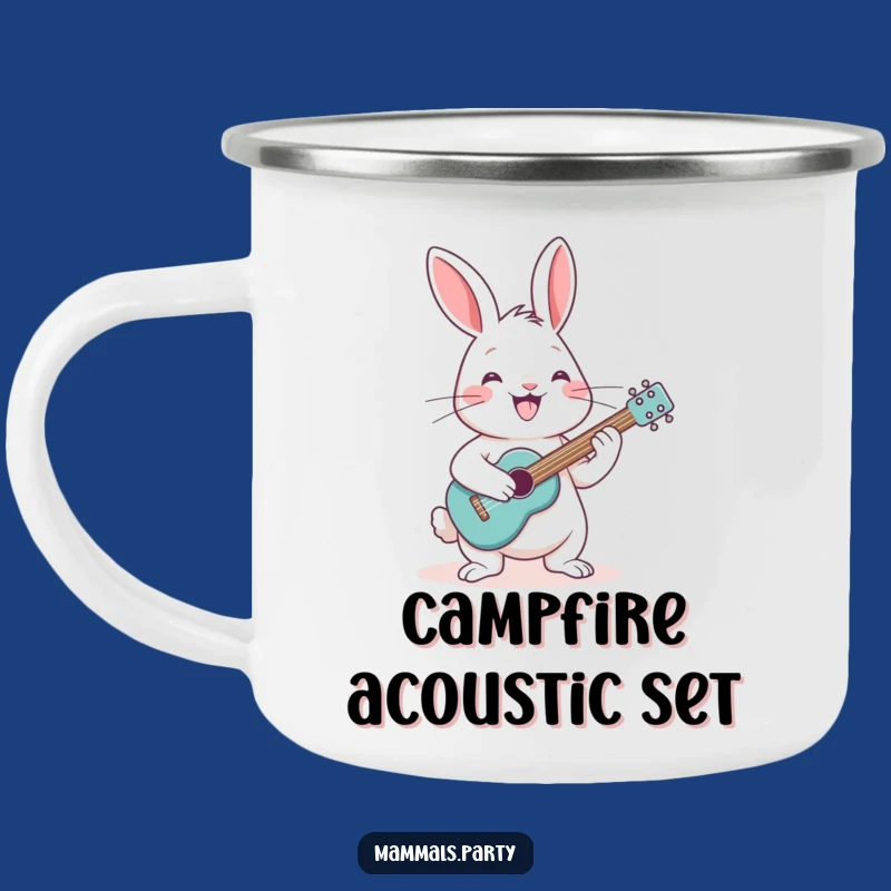 Funny Rabbit Guitar Camping Mug: Cheerful Bunny Strumming for Hilarious Adventures