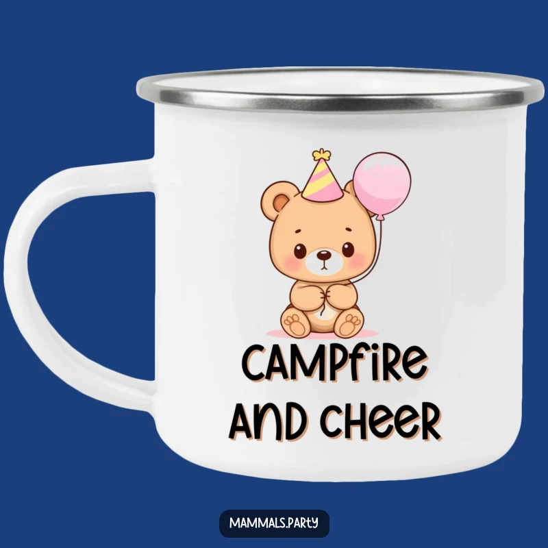 Funny Bear Cub Party Camping Mug: Cute Cub with Balloon for Hilarious Adventures