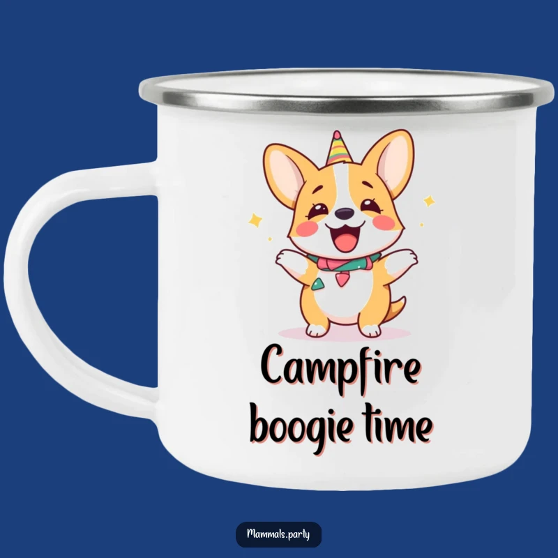 Funny Corgi Dance Camping Mug, Durable & Hilarious, Perfect Outdoor Party Gift