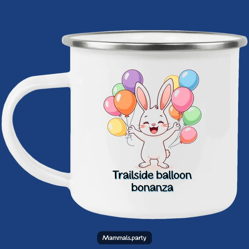 Funny Bunny Juggling Camping Mug: Adventure Fuel with a Balloon Rabbit