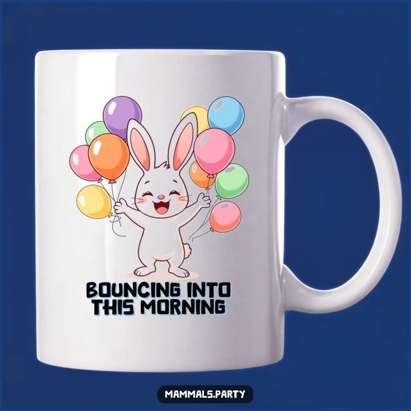 Funny Bunny Juggling Mug: A Joyful Gift with a Balloon-Tossing Rabbit