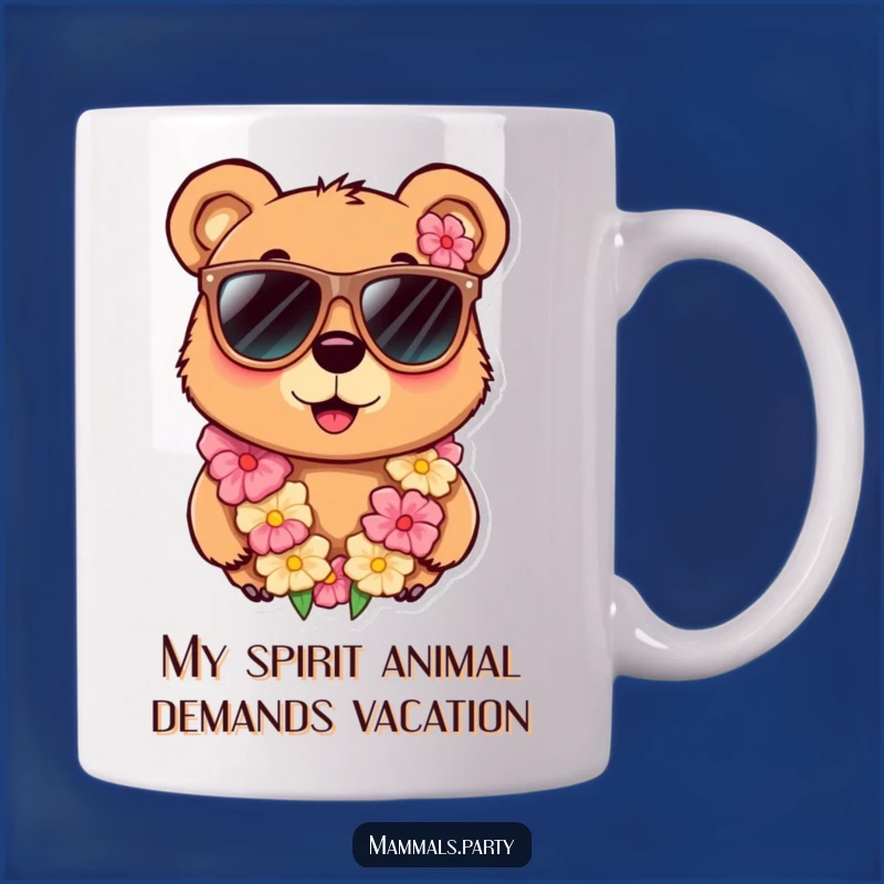 Funny Bear Sunglasses & Lei Mug: A Hilarious Gift for Your Chill Bestie