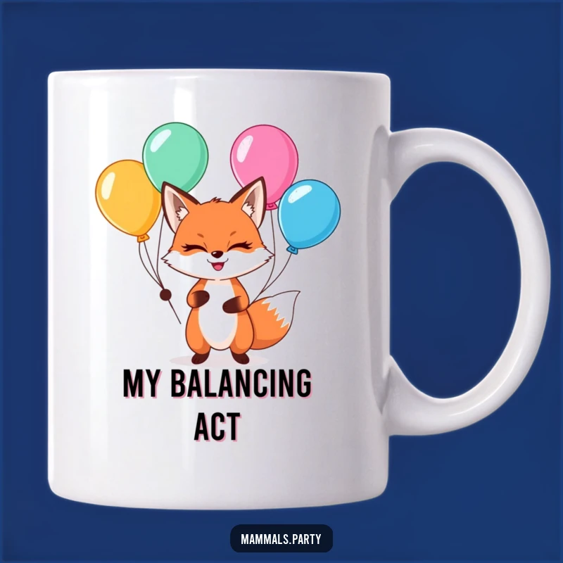 Funny Kawaii Fox Juggling Mug: Whimsical & Playful Gift for Tricksters