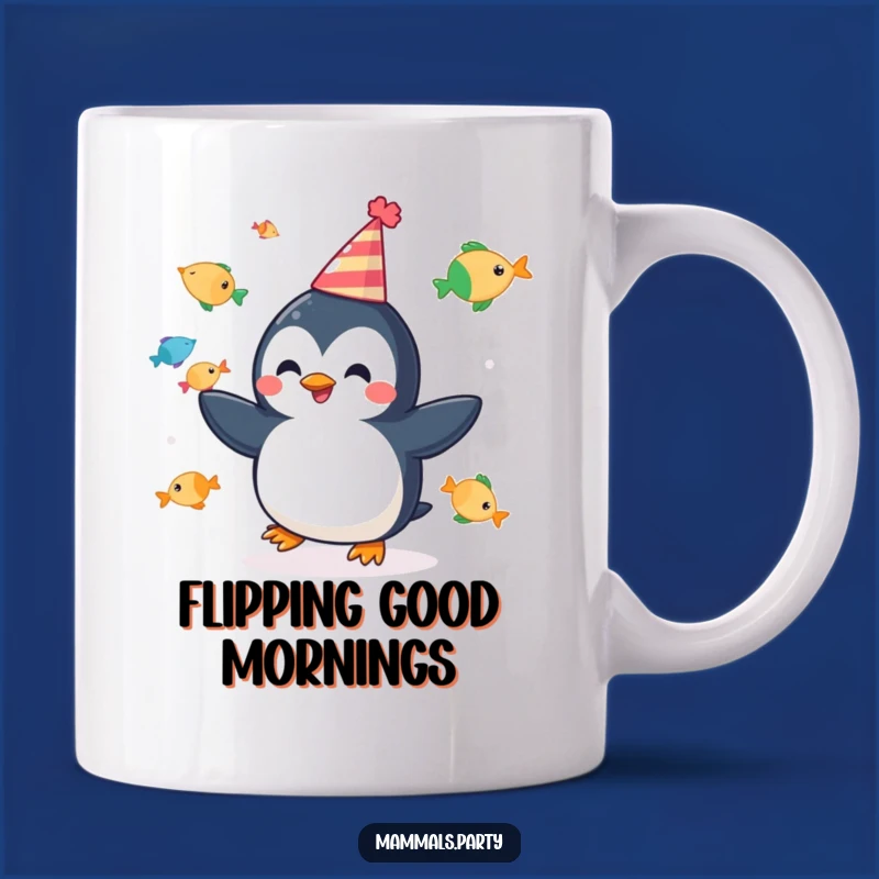 Funny Penguin Juggling Mug - Cheerful Party Fish, Hilarious Celebration Funny Gift