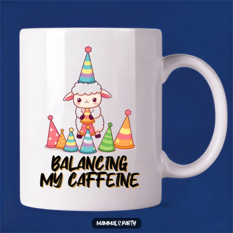 Funny Sheep Party Hat Mug: Kawaii Balancer, Hilarious Celebration Gift for Fun Times