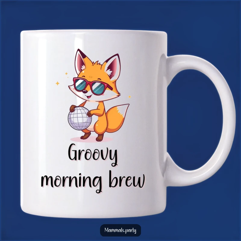 Funny Fox Disco Mug: Happy Fox in Sunglasses Dancing for a Hilarious Gift