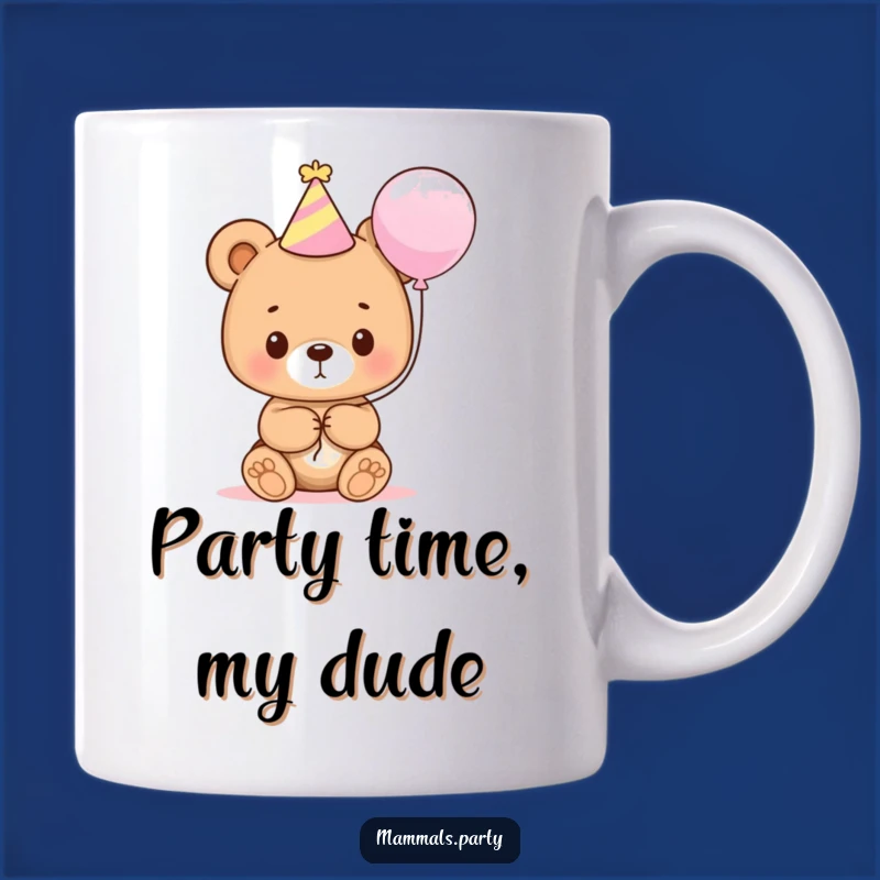 Funny Bear Cub Party Gift Mug: Adorable Cub with Balloon Makes a Hilarious Present