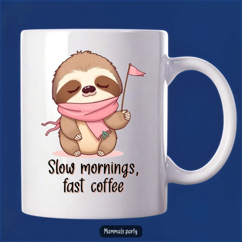 Funny Sleepy Sloth Party Mug - Waving Flag, Hilarious Animal Gift