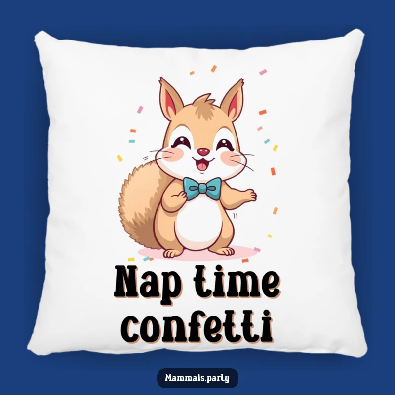 Cuddly Funny Kawaii Squirrel Bow Tie Confetti Pillow - Soft Comfort Gift