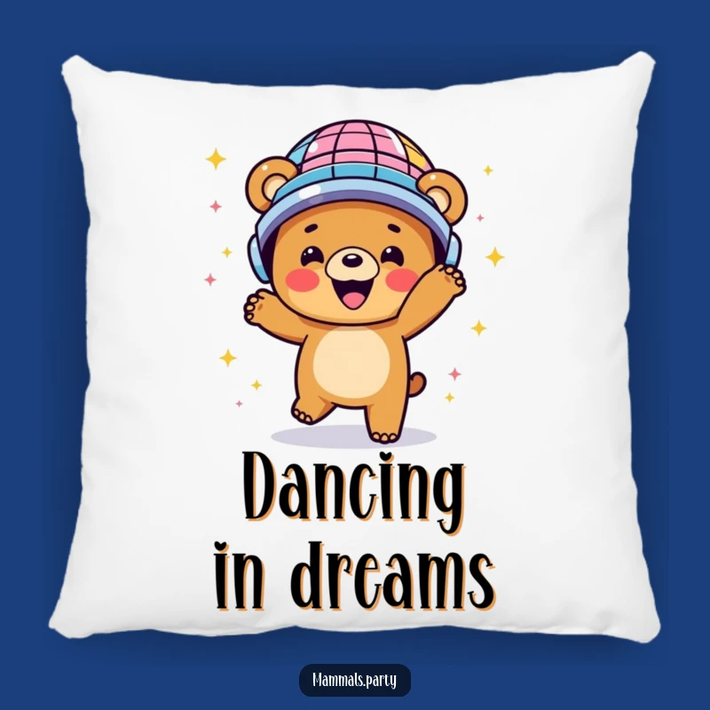 Funny Disco Bear Pillow - Happy Dancing Yogi, Cozy Retro Funny Gift