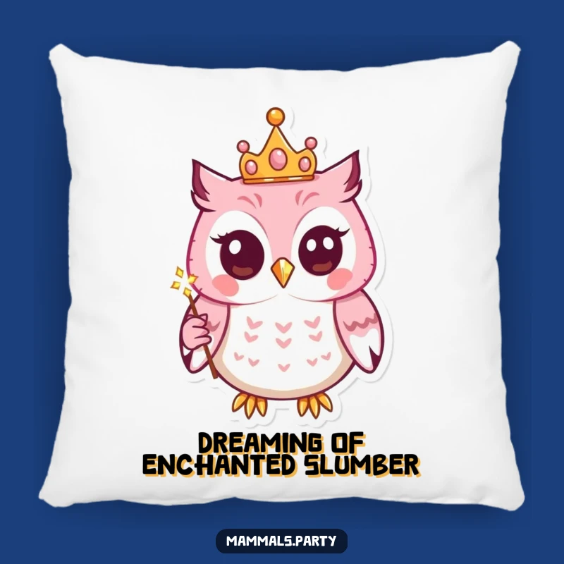 Funny Kawaii Owl Pillow: Cozy Comfort with a Royal, Wand-Wielding Owl