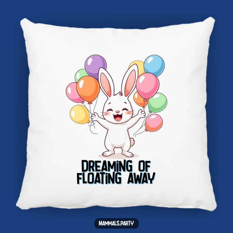 Funny Bunny Juggling Pillow: Cozy Comfort with a Balloon-Tossing Rabbit