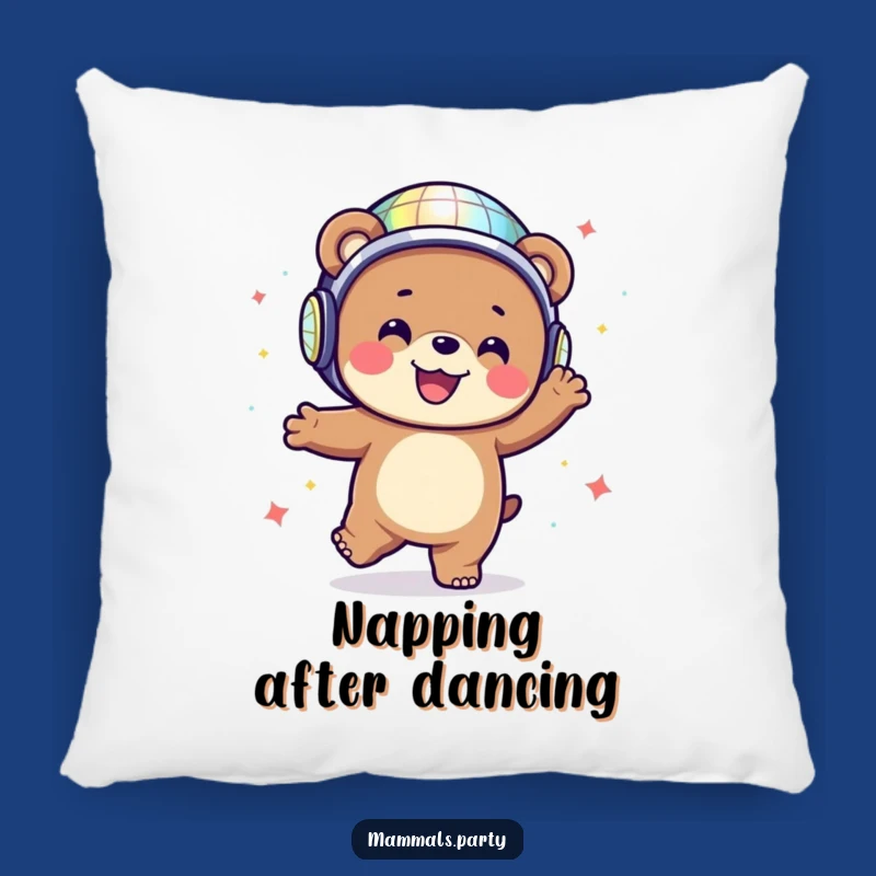 Funny Disco Bear Pillow: Cozy Up with Dance Floor Vibes