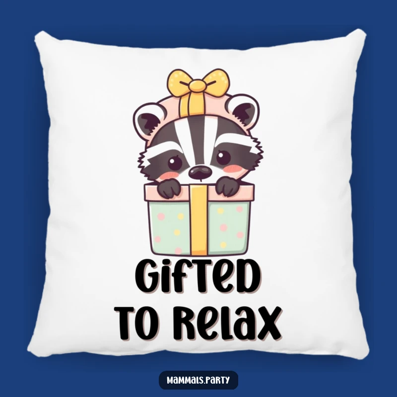 Comfy Funny Playful Badger Gift Box Pillow - Soft Surprise Accent