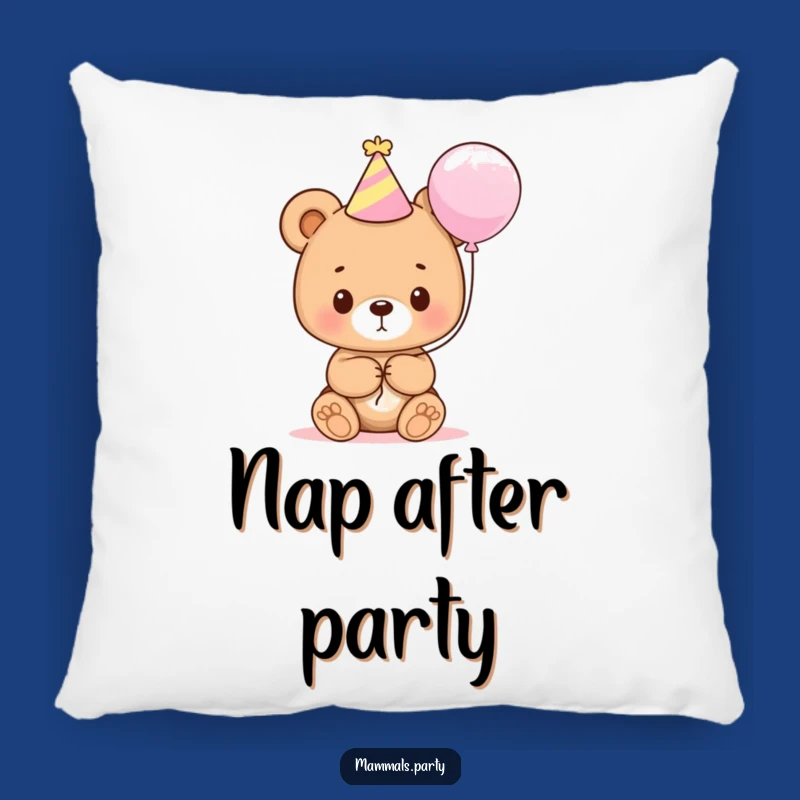 Funny Bear Cub Party Pillow: Cute Cub with Balloon for Hilarious Cuddle Comfort