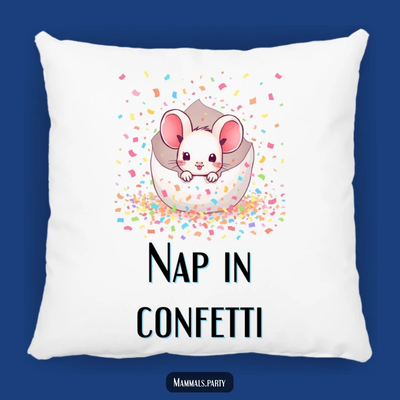 Funny Mouse Confetti Pillow: Cozy Up with Kawaii Celebration Vibes