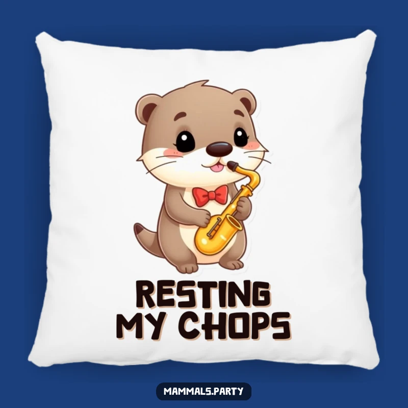 Funny Otter Saxophone Pillow, Cozy Comfort, Adorable Music Lover Cushion, Funny Gift
