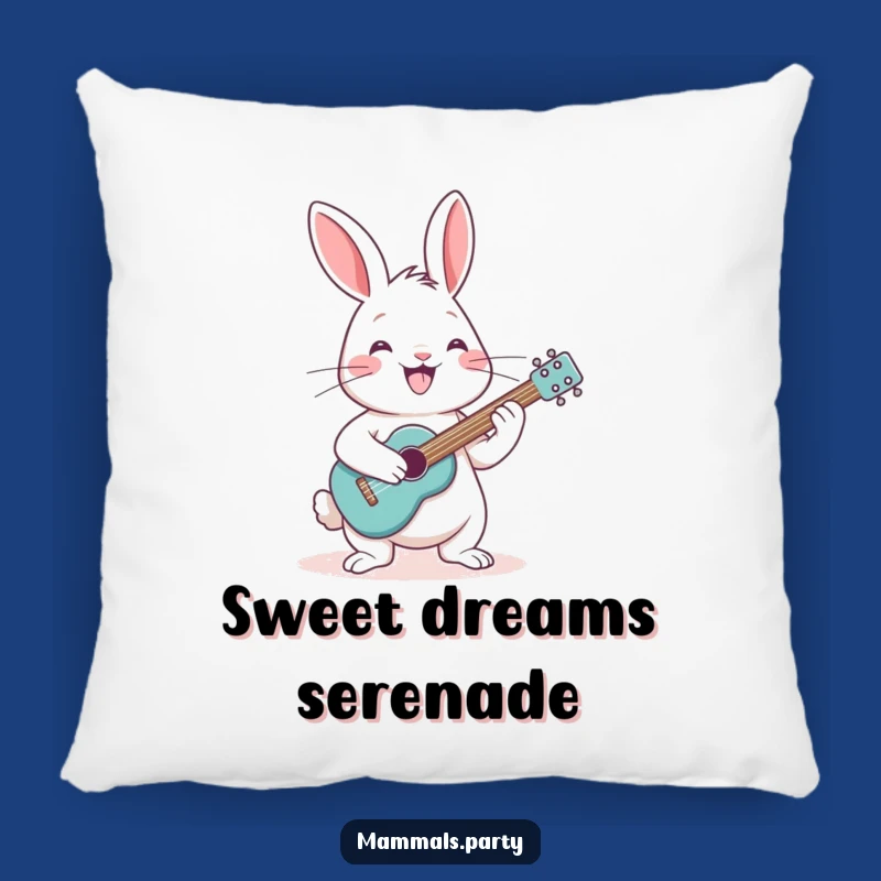 Funny Rabbit Guitar Pillow: Cheerful Bunny Strumming for Hilarious Comfort