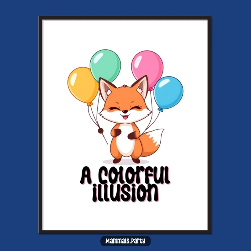 Funny Kawaii Fox Juggling Digital Art: Instant Whimsical Decor