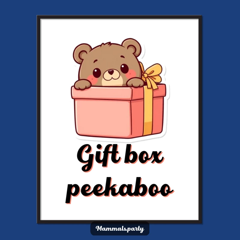 Funny Bear Peeking Gift Digital Art: Instant Curious Decor for Walls