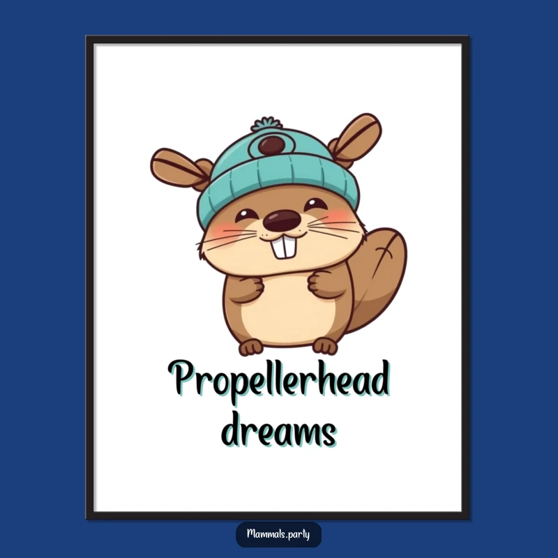 Funny Beaver Digital Art: Propeller Beanie Joy, Hilarious Decor