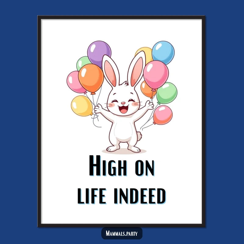 Funny Bunny Juggling Digital Art Print: Instant Whimsy with a Balloon Rabbit