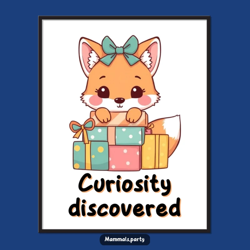 Funny Fox Present Digital Art: Instant Playful Charm for Your Walls