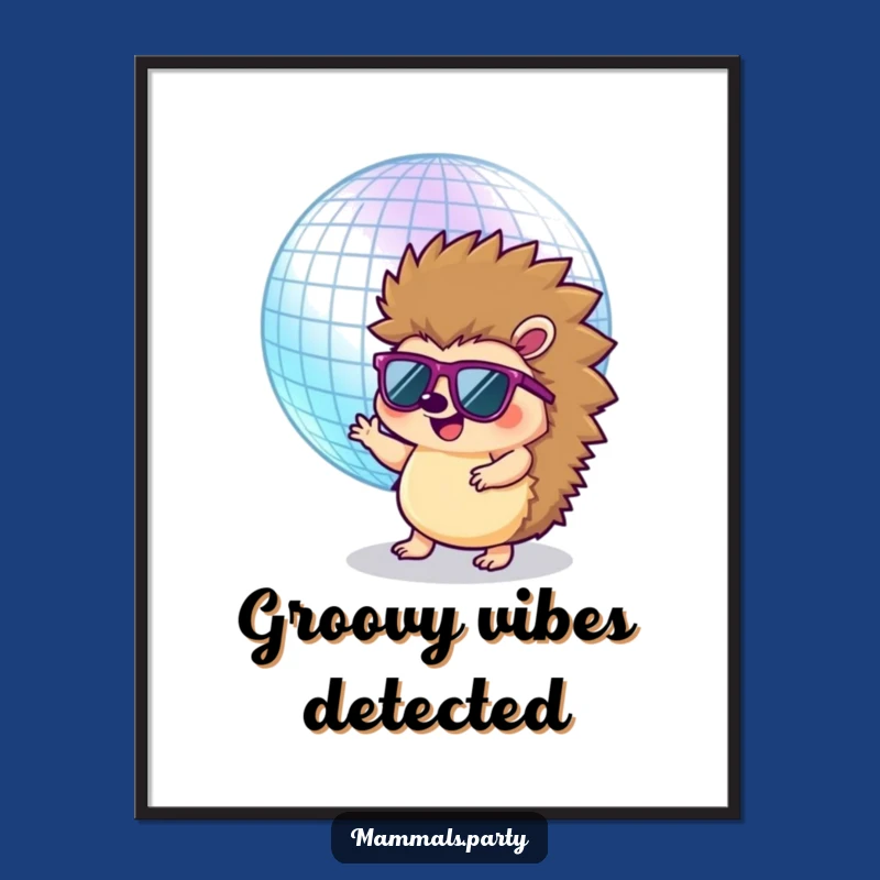 Funny Hedgehog Disco Digital Art: Instant Retro Dance Party for Your Walls