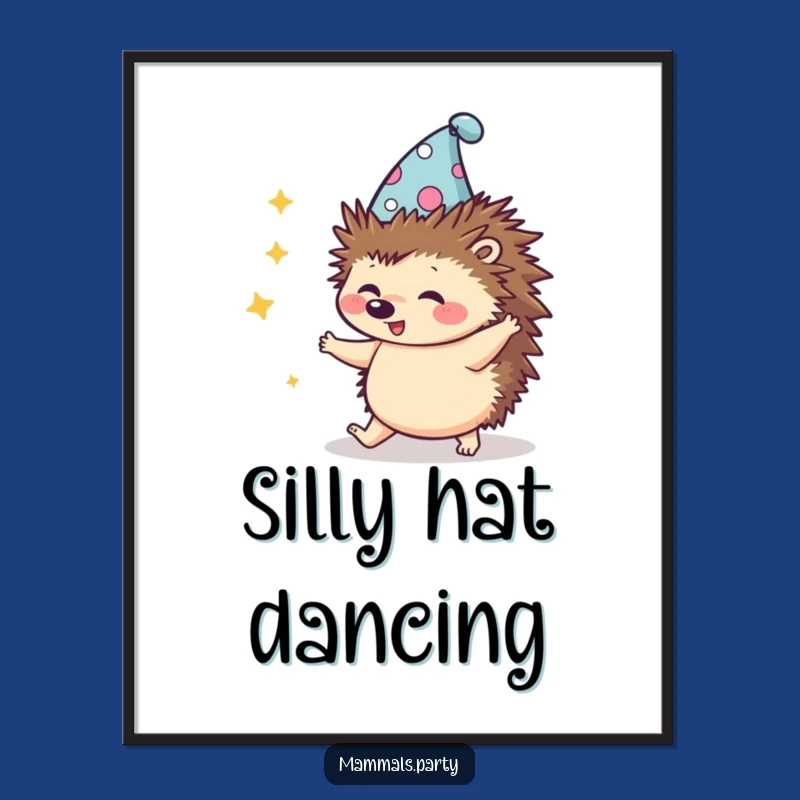 Funny Kawaii Hedgehog Hat Dance Digital Art - Instant Whimsy Decor