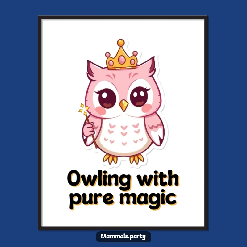 Funny Kawaii Owl Digital Art Print: Instant Magic for Your Walls