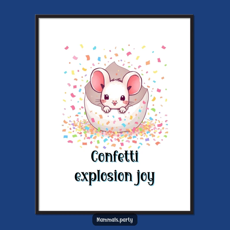 Funny Mouse Confetti Digital Art: Instant Kawaii Celebration for Your Walls