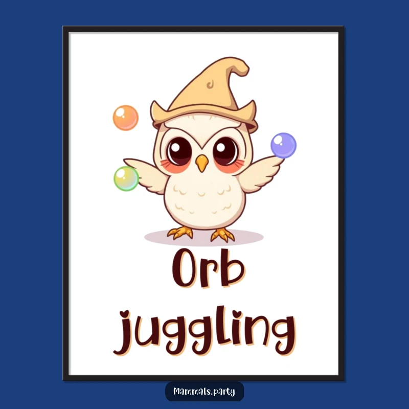 Funny Owl Juggling Digital Print: Instant Enchanting Art for Your Space