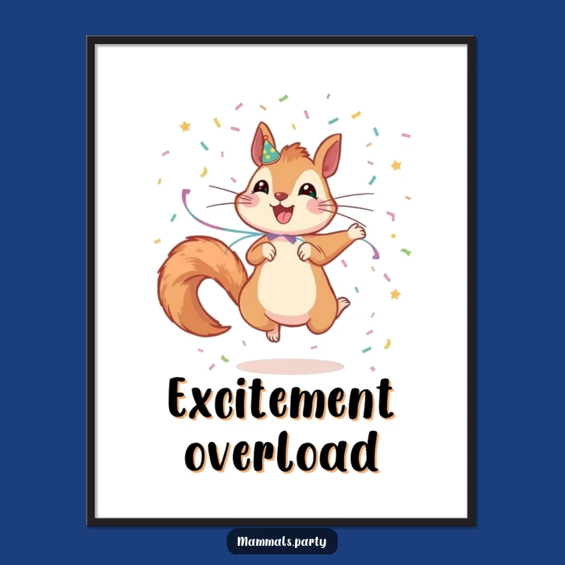 Funny Squirrel Party Digital Art: Instant Excitement for Your Walls