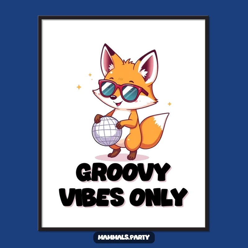 Funny Fox Disco Digital Art: Dancing Fox with Sunglasses for Hilarious Instant Decor