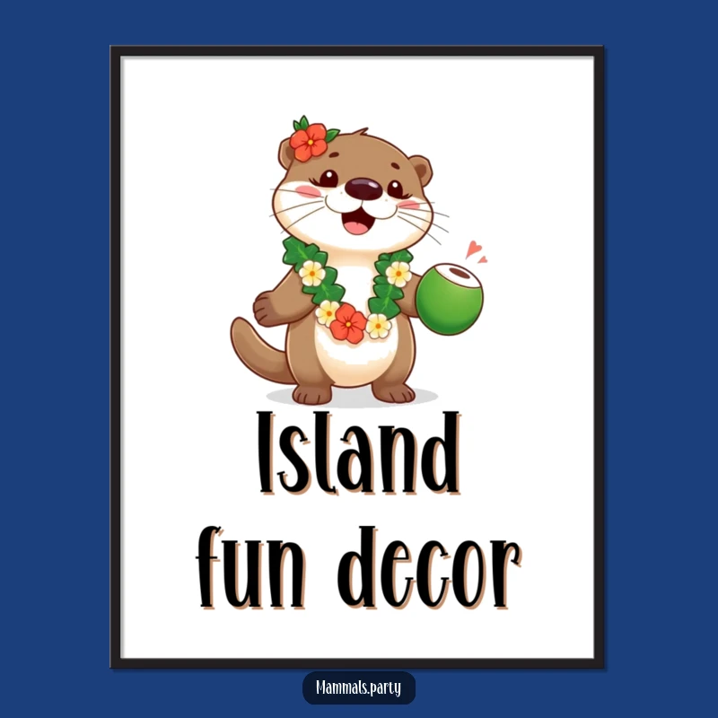 Funny Otter Luau Digital Art: Playful Otter Juggling for Hilarious Instant Decor