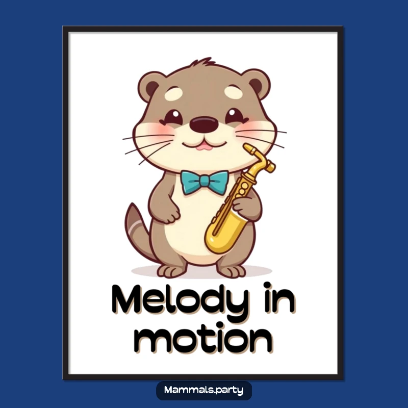 Funny Otter Sax Digital Art - Whimsical Musician Otter Print, Adorable Humorous Decor