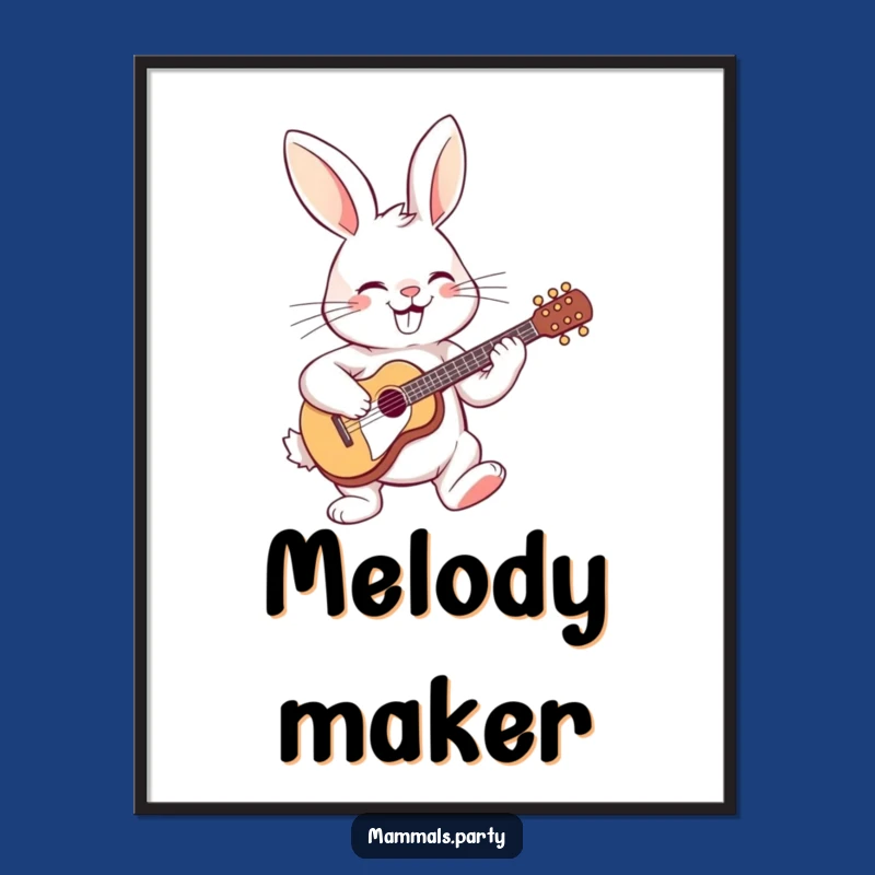 Funny Guitar Rabbit Digital Art: Instant Hilarious Music Download