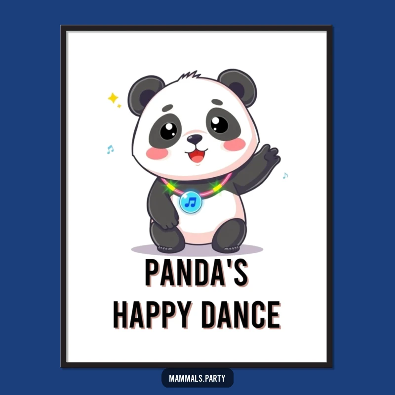 Funny Kawaii Panda Music Necklace Digital Art - Instant Party Decor