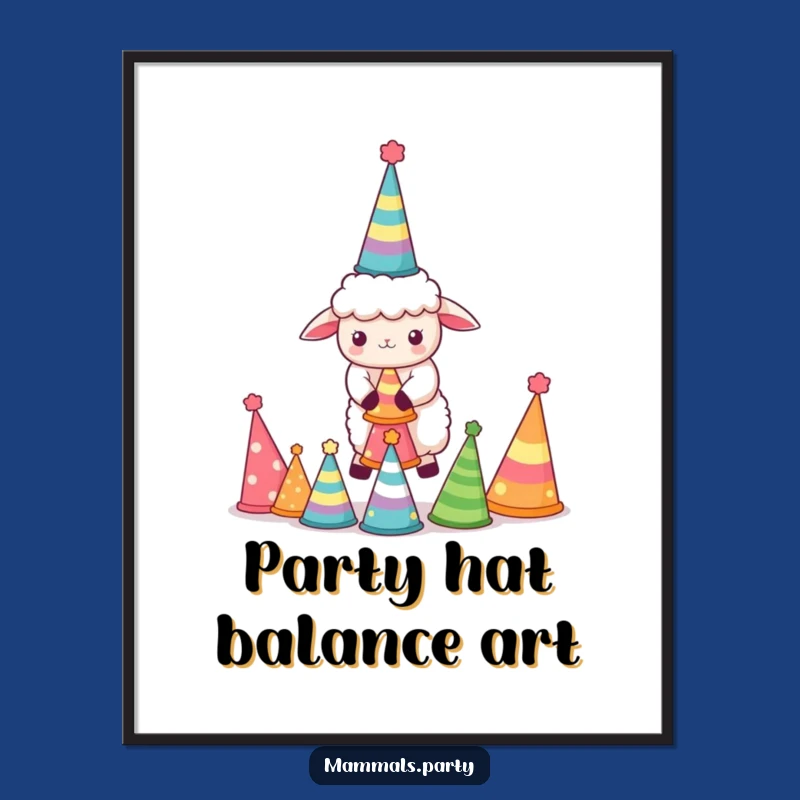 Funny Sheep Digital Art: Kawaii Party Balancer, Festive Print, Instant Funny Gift