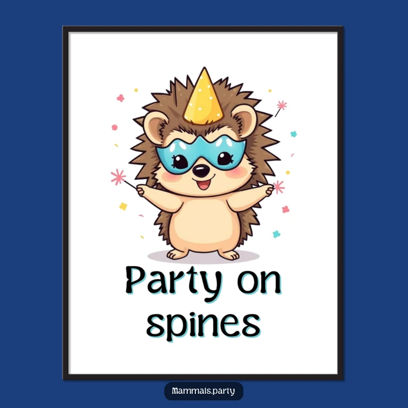 Funny Hedgehog Party Digital Art, Festive Downloadable Decor, Perfect Gift