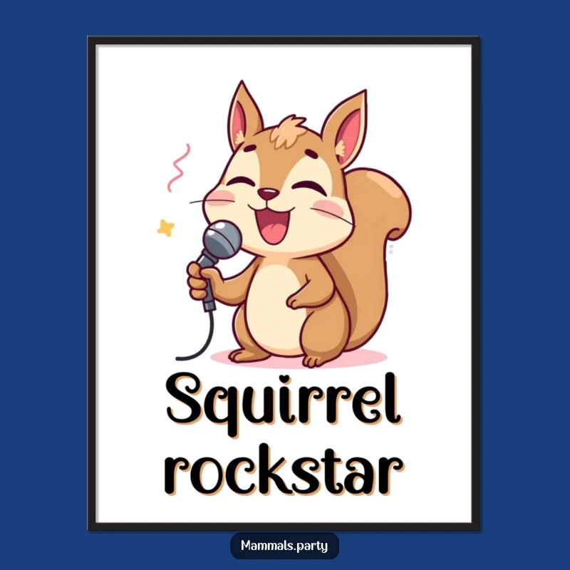 Funny Squirrel Karaoke Digital Print: Instant Music Art for Your Space
