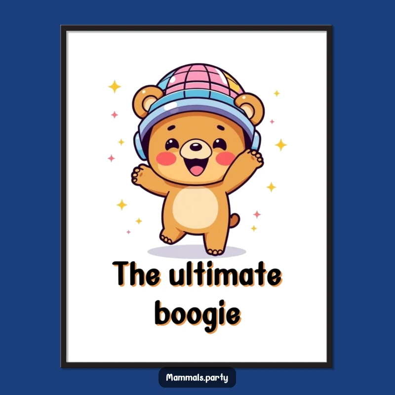 Funny Disco Bear Digital Art - Happy Dancing Yogi, Energetic Decor Funny Gift